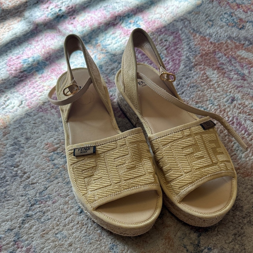 Fendi Women's Tan Espadrille Sandals 37